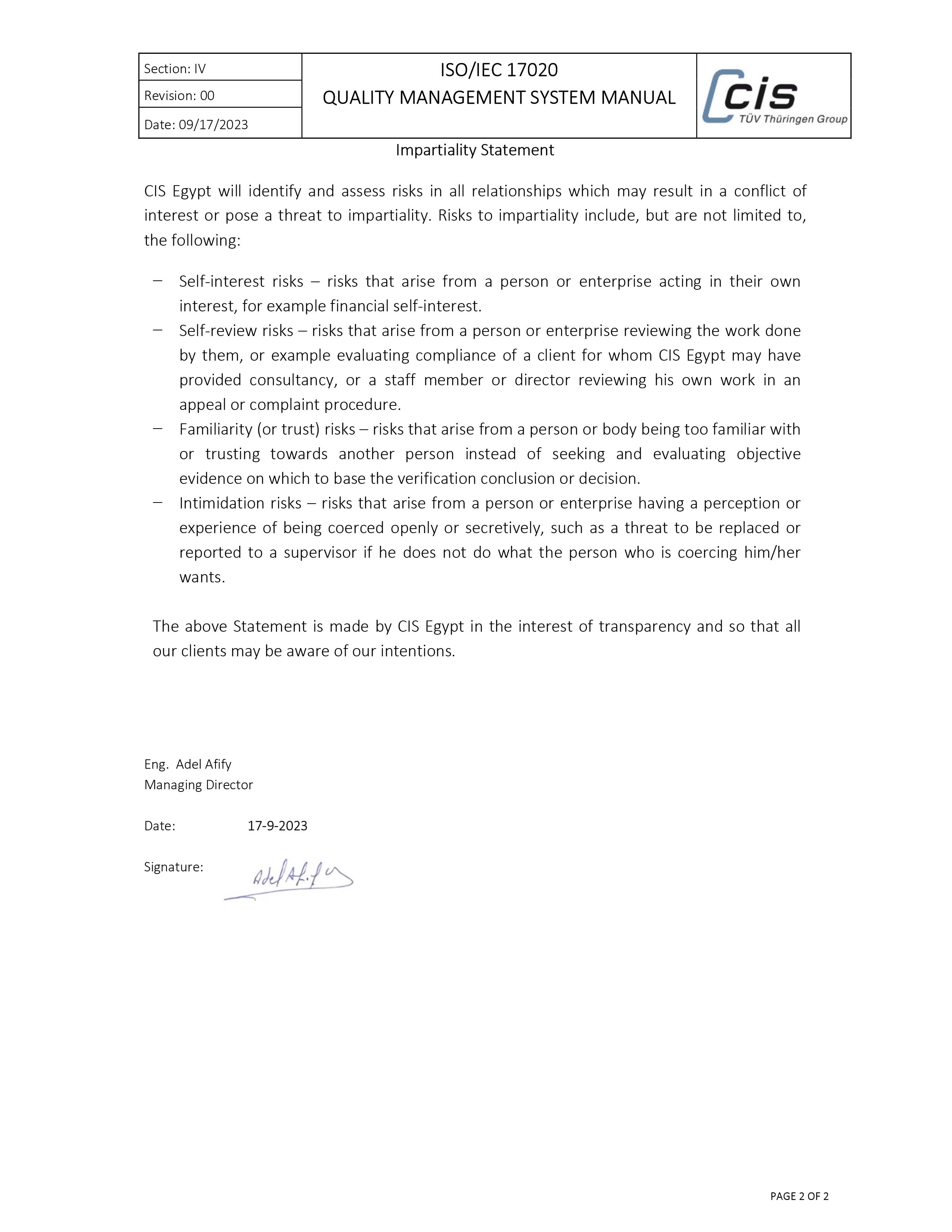 Impartiality Statment P ( 2 of 2 ) 